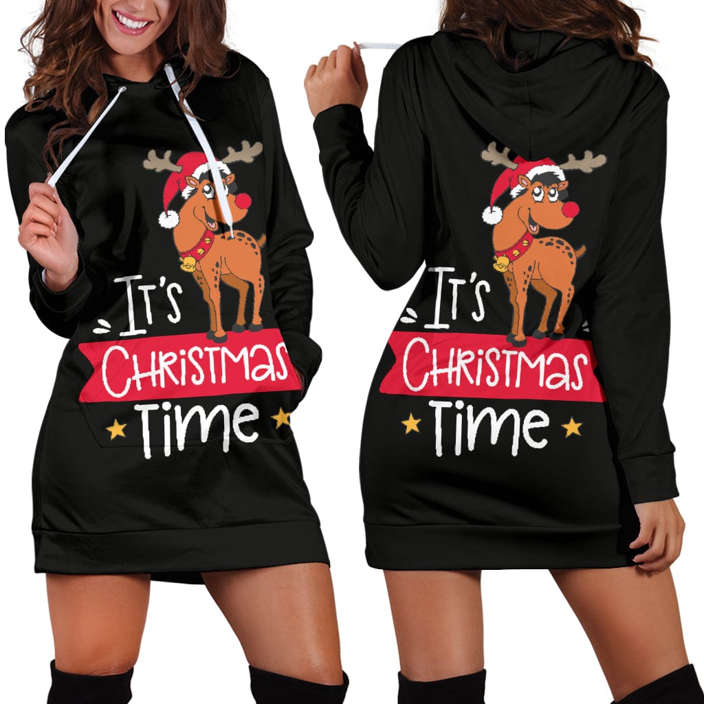 Hoodie Dress - Women's It's Christmas Time - GiddyGoatStore