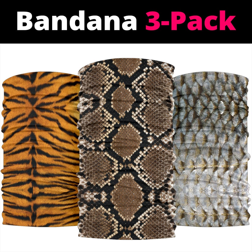 Bandana 3 Pack - Animal Textures (Fish, Snake, Tiger) - GiddyGoatStore