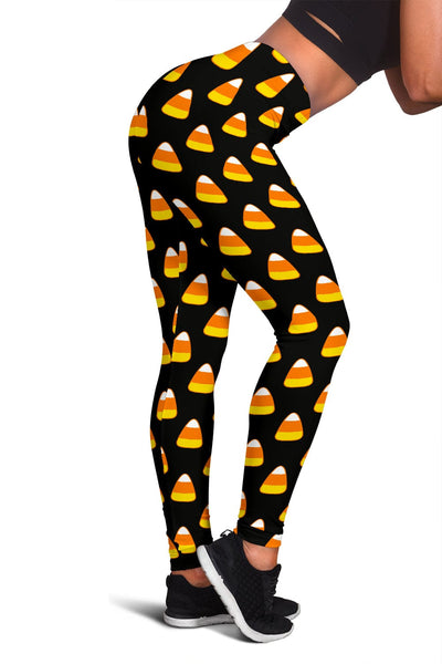 Leggings - Halloween Candy Corn (Black) - GiddyGoatStore