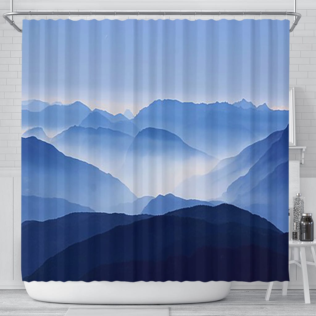 Shower Curtain ~ Misty Mountains - GiddyGoatStore
