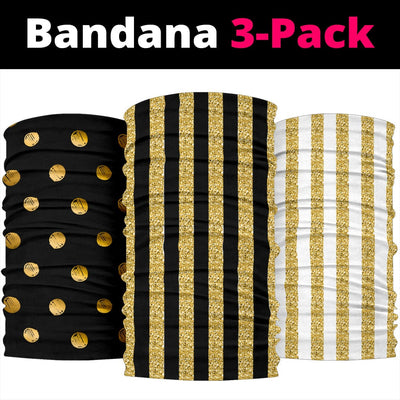 Bandana 3-Pack - Luxury Stripes & Dots Gold Collection - GiddyGoatStore