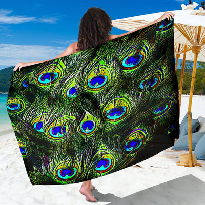 Sarong - Repeating Peacock Feathers Bird Models - GiddyGoatStore
