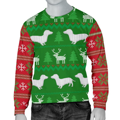 Sweater - Ugly Christmas Sweater For Men With Dachshund Dogs - GiddyGoatStore