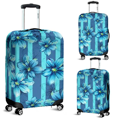 Luggage Cover ~ Blue Floral - GiddyGoatStore