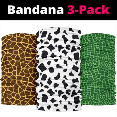 Bandana 3 Pack - Animal Print Pop Art (Cow, Croc, Giraffe) - GiddyGoatStore