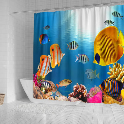 Shower Curtain - Yellow Fish - GiddyGoatStore
