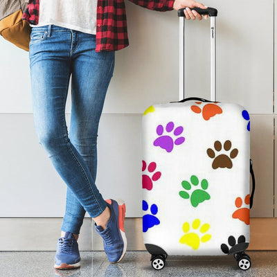 Luggage Cover - Colorful Paw Prints - GiddyGoatStore