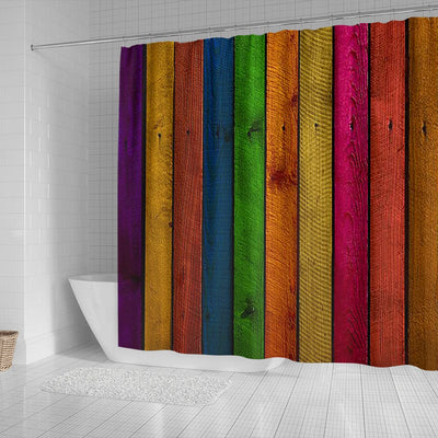 Shower Curtain ~ Colorful Wood Planks - GiddyGoatStore