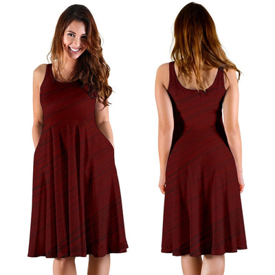 Midi Dress ~ Women's  - Dark Red - GiddyGoatStore