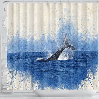 Shower Curtain ~ Whale - GiddyGoatStore