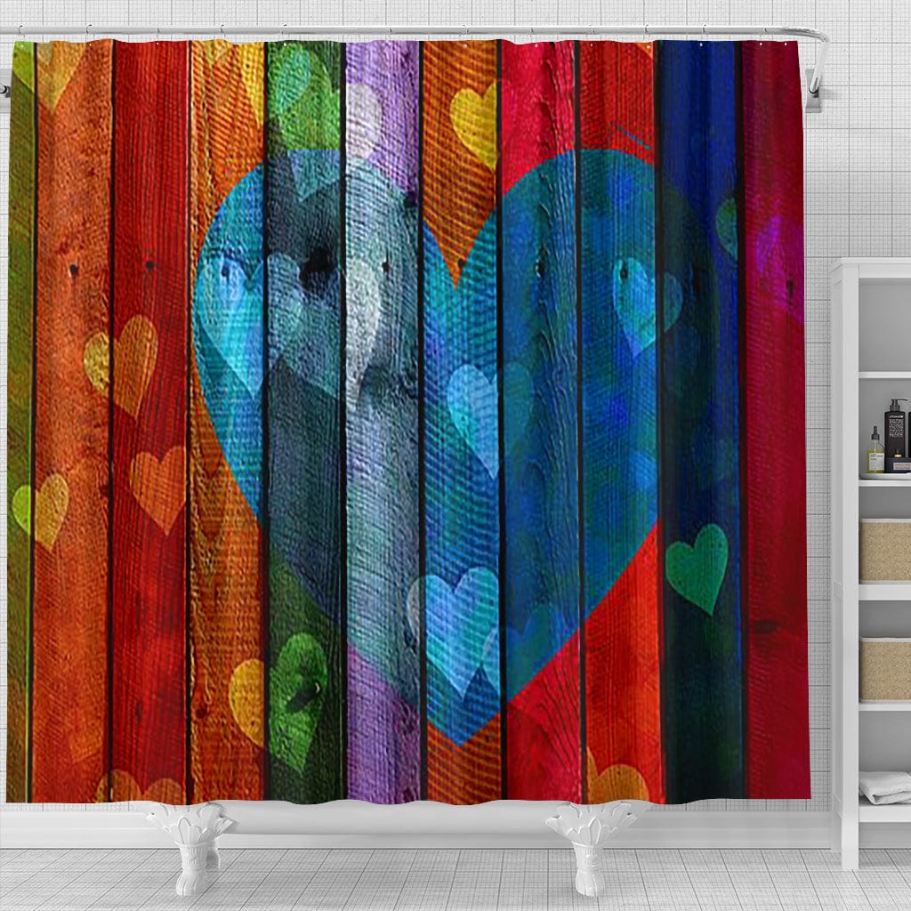 Shower Curtain ~ Wooden Hearts