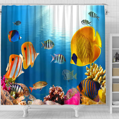 Shower Curtain - Yellow Fish - GiddyGoatStore