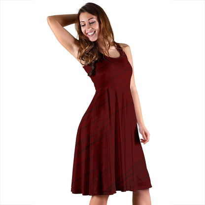 Midi Dress ~ Women's  - Dark Red
