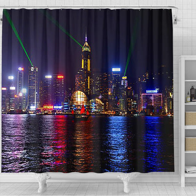 Shower Curtain ~ Hong Kong At Night - GiddyGoatStore