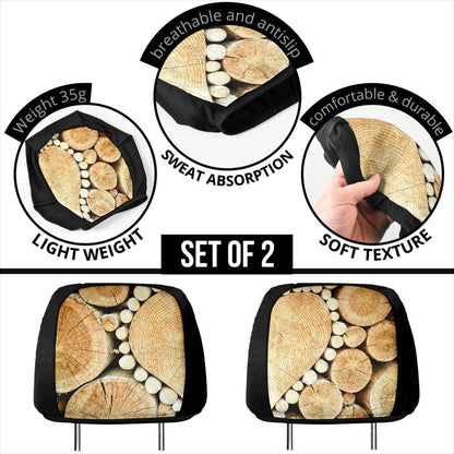 Headrest Cover - Wooden Heart