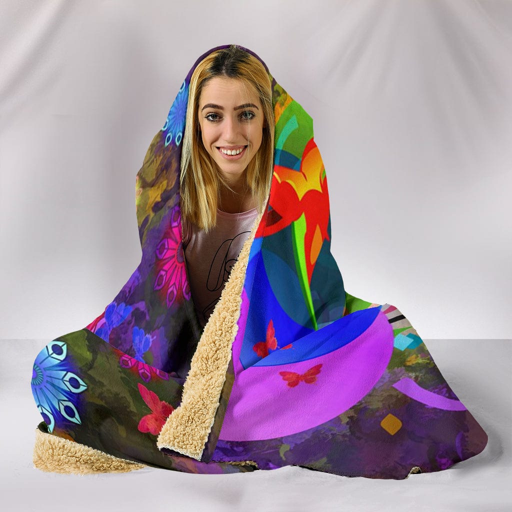 Hooded Blanket - Digital Floral - GiddyGoatStore