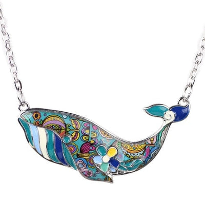 Necklace - Enamel Whale - GiddyGoatStore