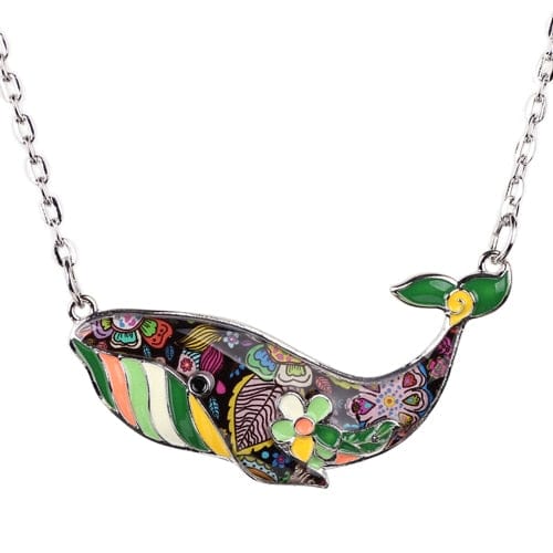Necklace - Enamel Whale - GiddyGoatStore