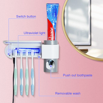 UV Light Toothbrush Holder and Toothpaste Dispenser - GiddyGoatStore